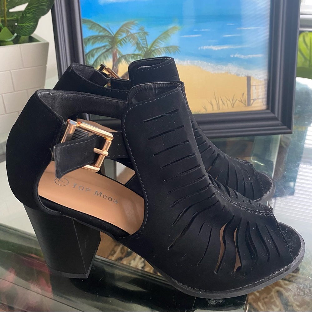 Caged Block Heel Sandals - Picture 9 of 16